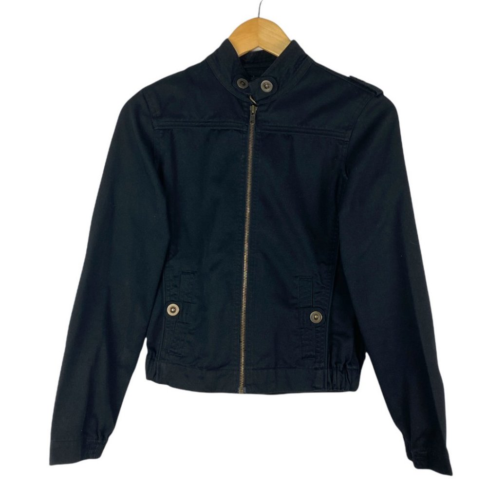 Volcam Women's Frochickie 2 Lovin Phoebe Black Zip Up Canvas Moto Jacket US XS